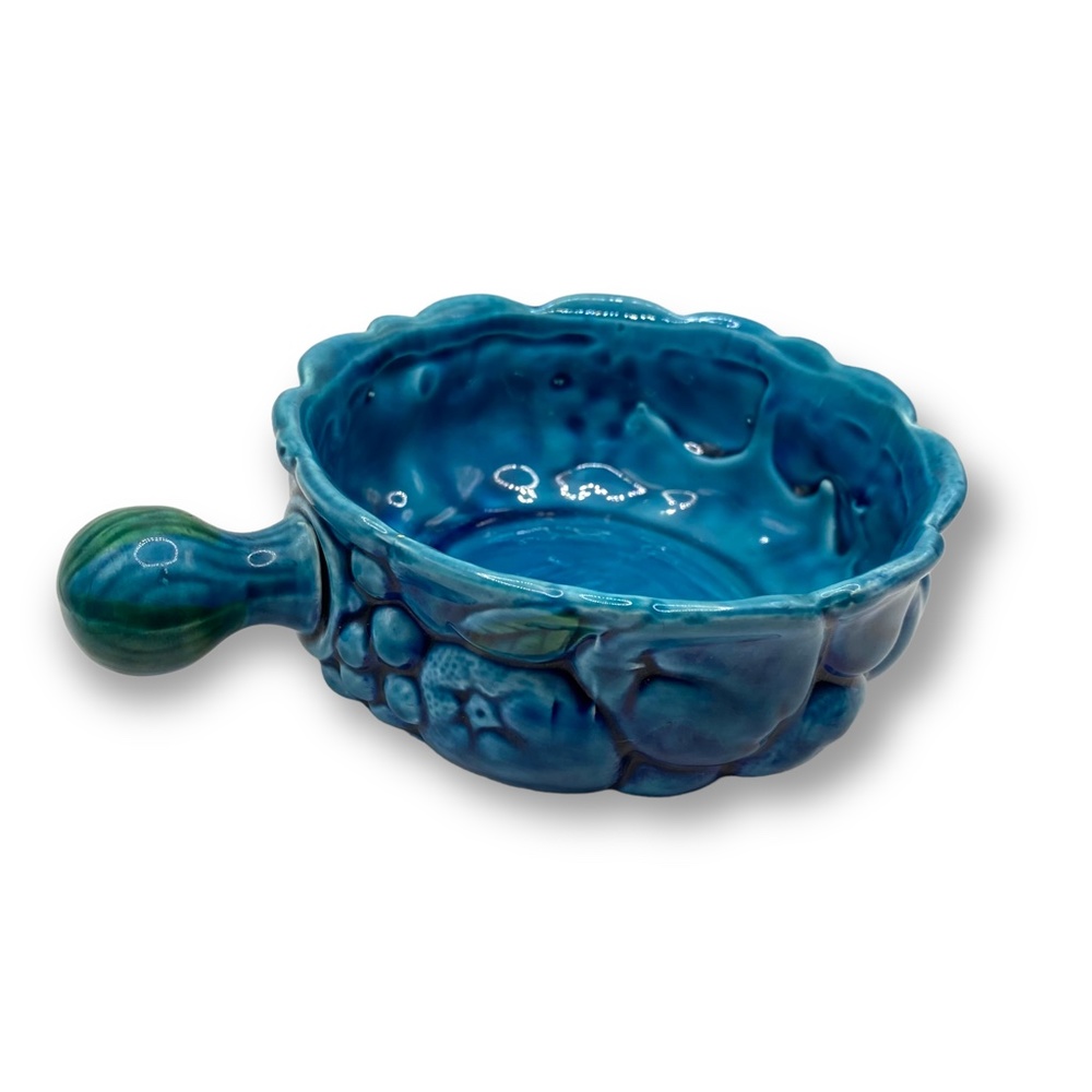 Vintage Inarco Japan Blue Mood Indigo Soup Tureen Bowl Retro Mid Century Fruit